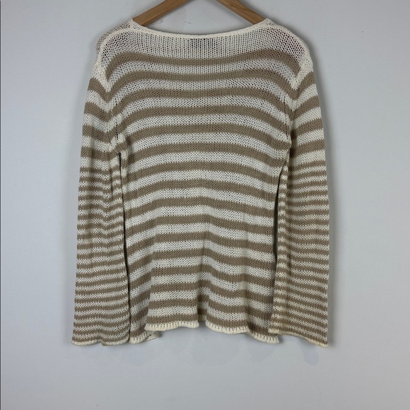 Wooden Ships Tan and Cream Striped Knit Sweater Size S/M - Picture 3 of 6